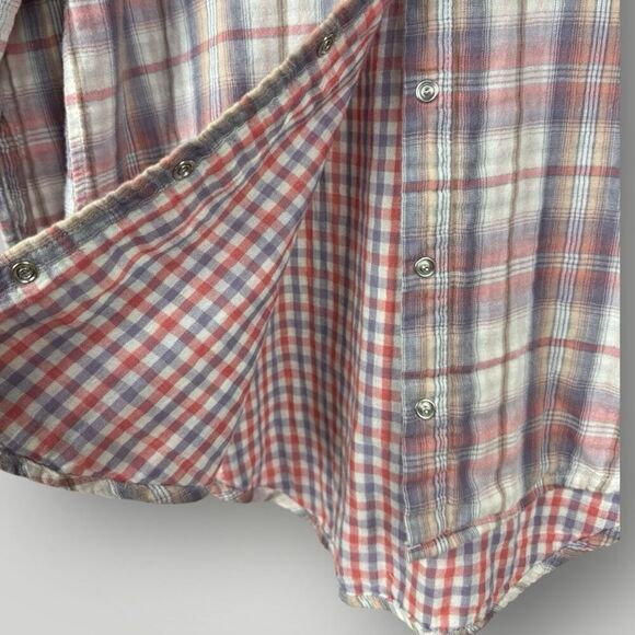 RILEY + JAMES 100% Cotton Pink and Purple Plaid Snap Button Down Shirt | XL - Picture 3 of 5